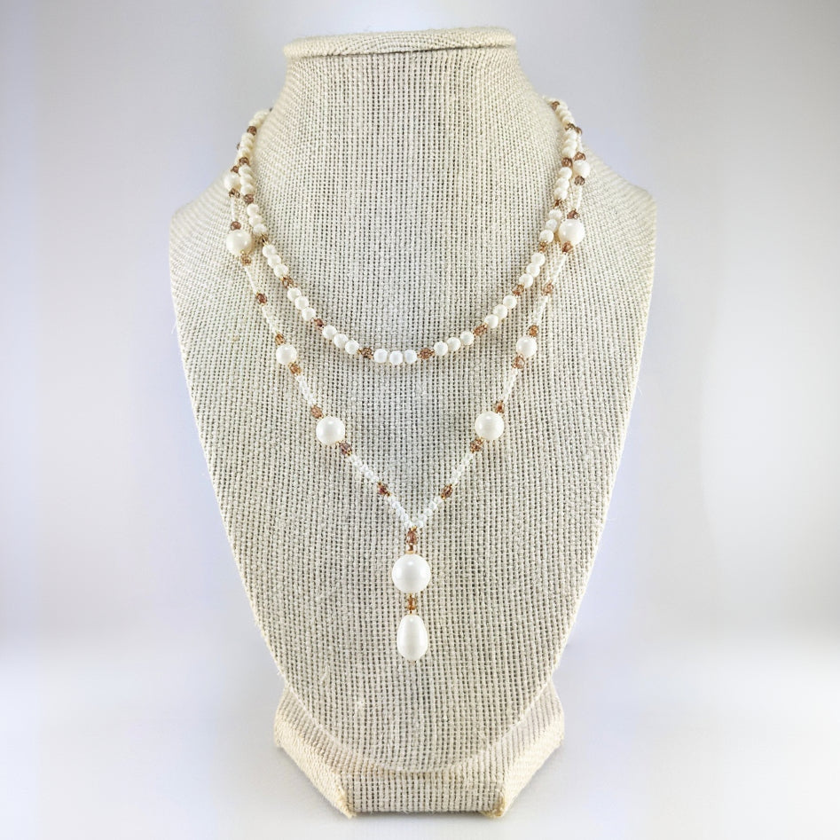 Ivory crystal pearl necklace