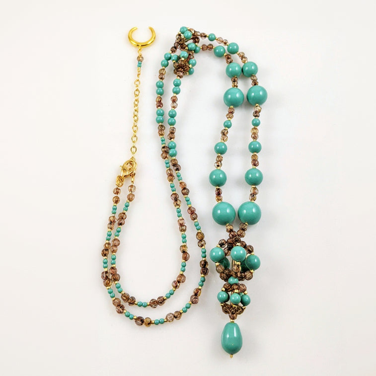 Jade crystal pearl necklace