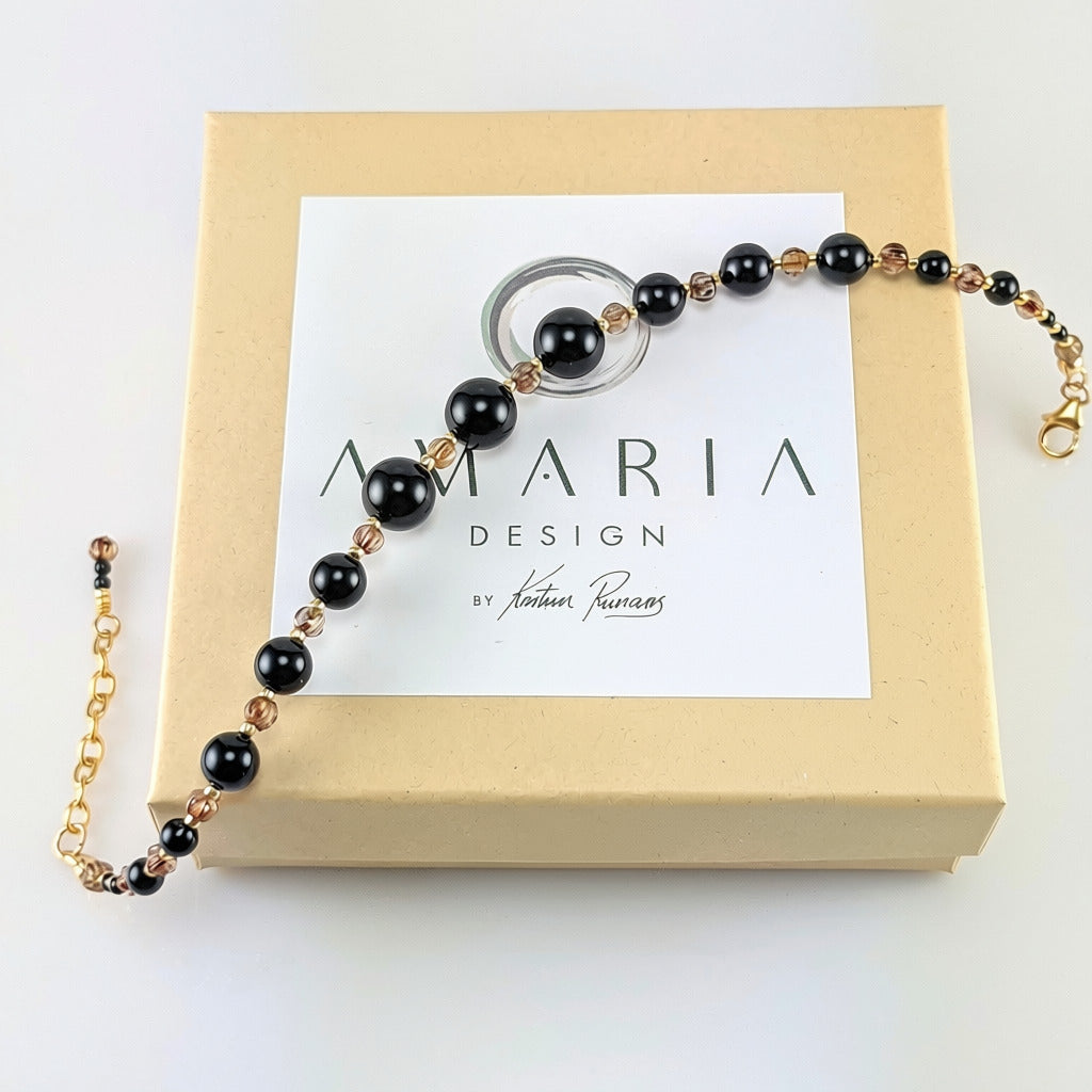 Mystic black crystal pearl bracelet