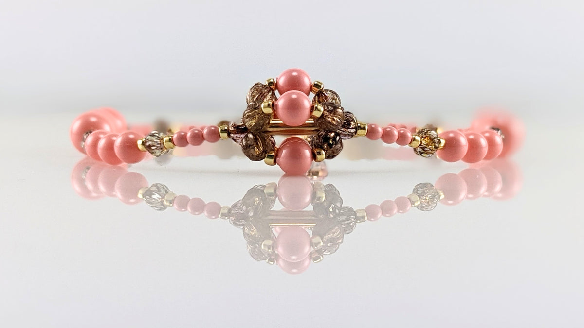 Pink crystal pearl bracelet
