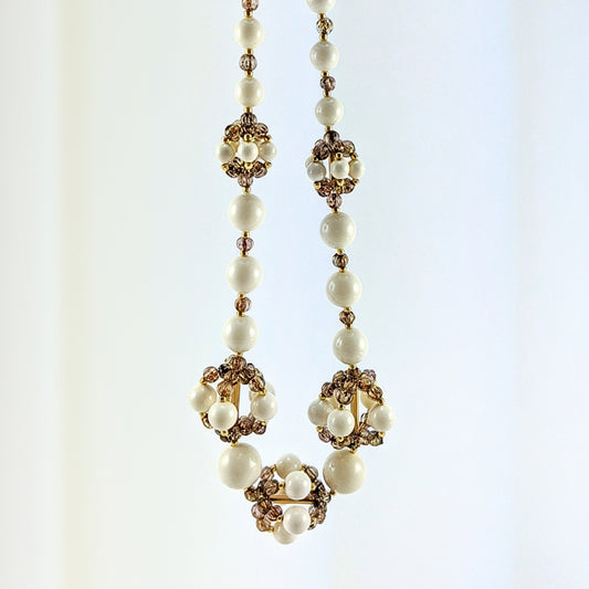 Ivory crystal pearl necklace