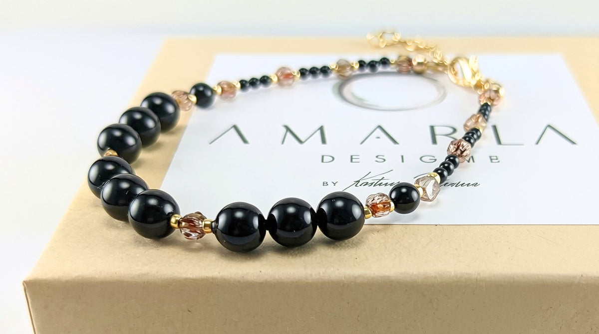 Mystic black crystal pearl bracelet