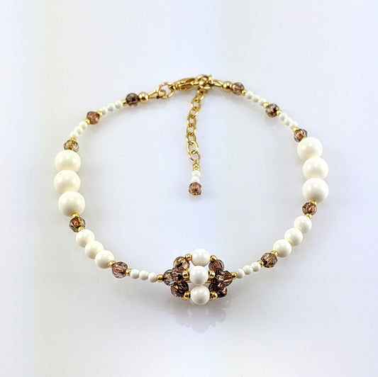 Ivory crystal pearl bracelet