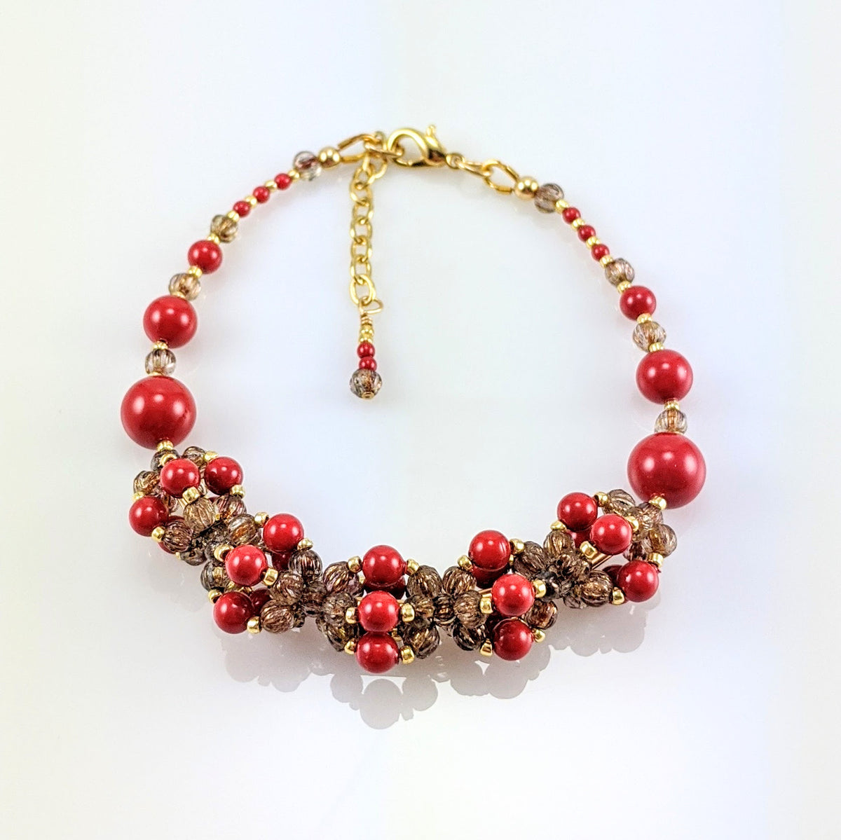 Red crystal pearl bracelet