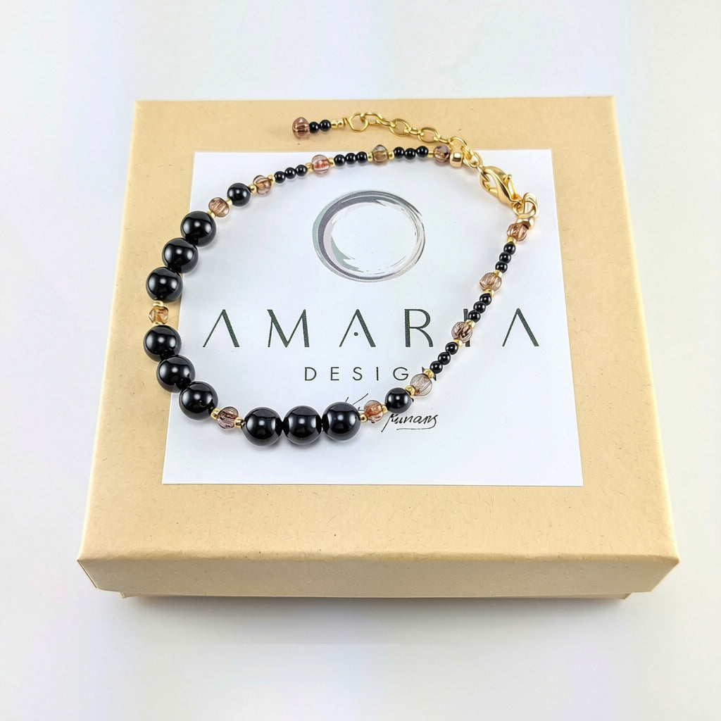 Mystic black crystal pearl bracelet
