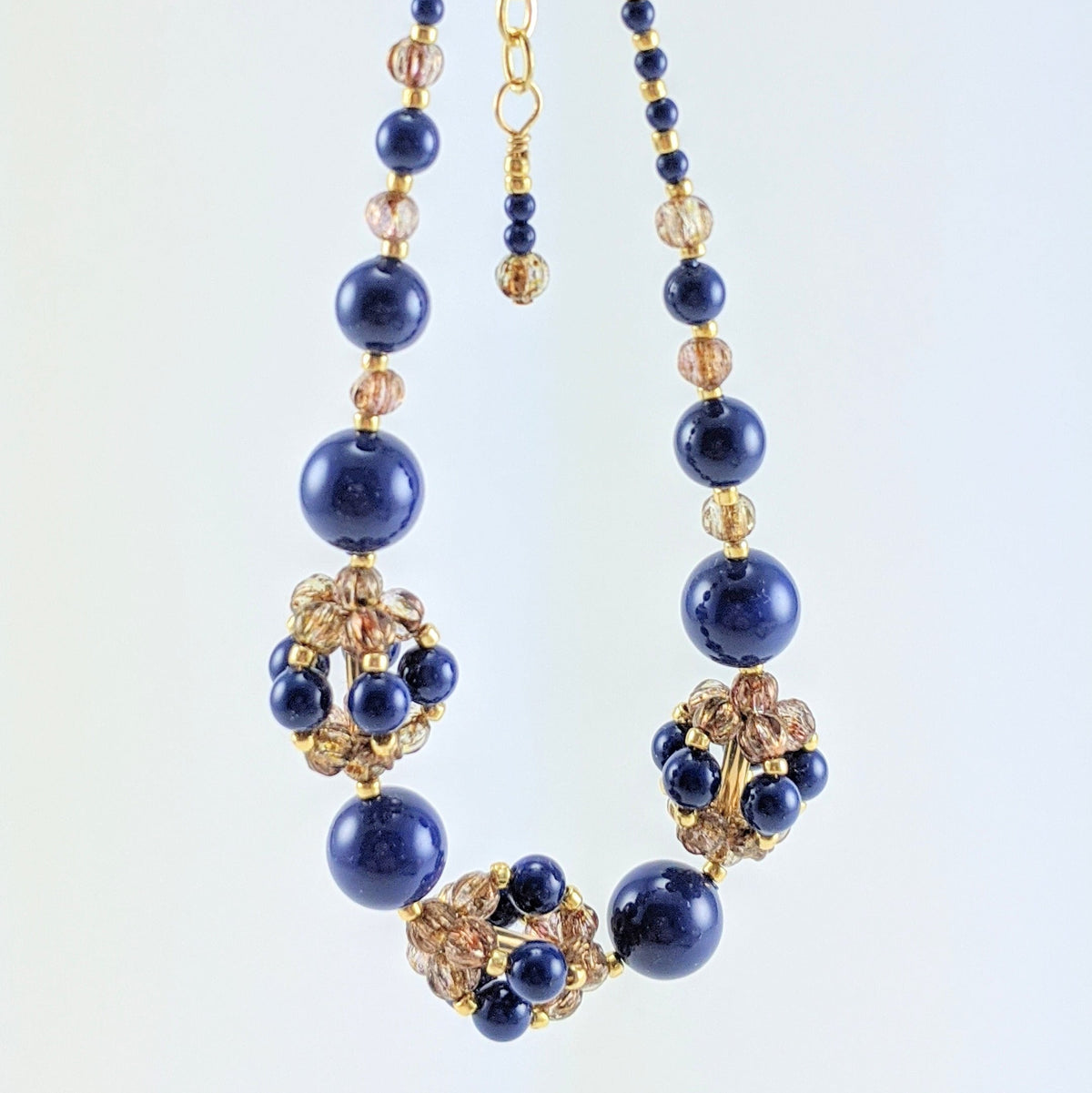 Dark lapis crystal pearl bracelet