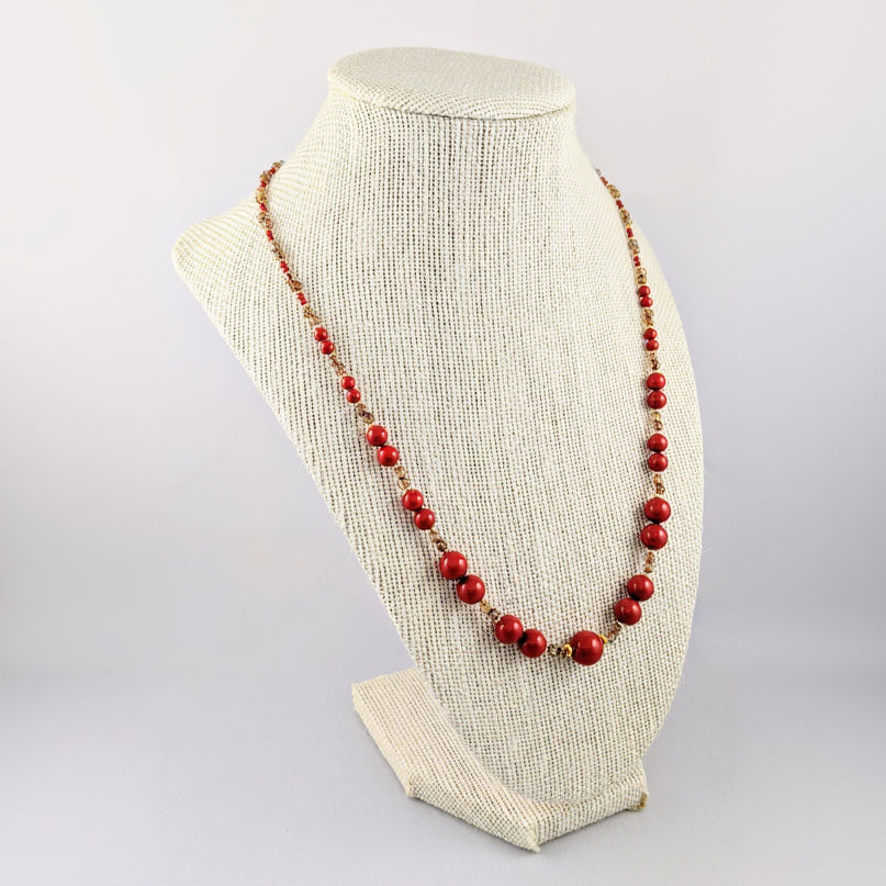 Red crystal pearl necklace