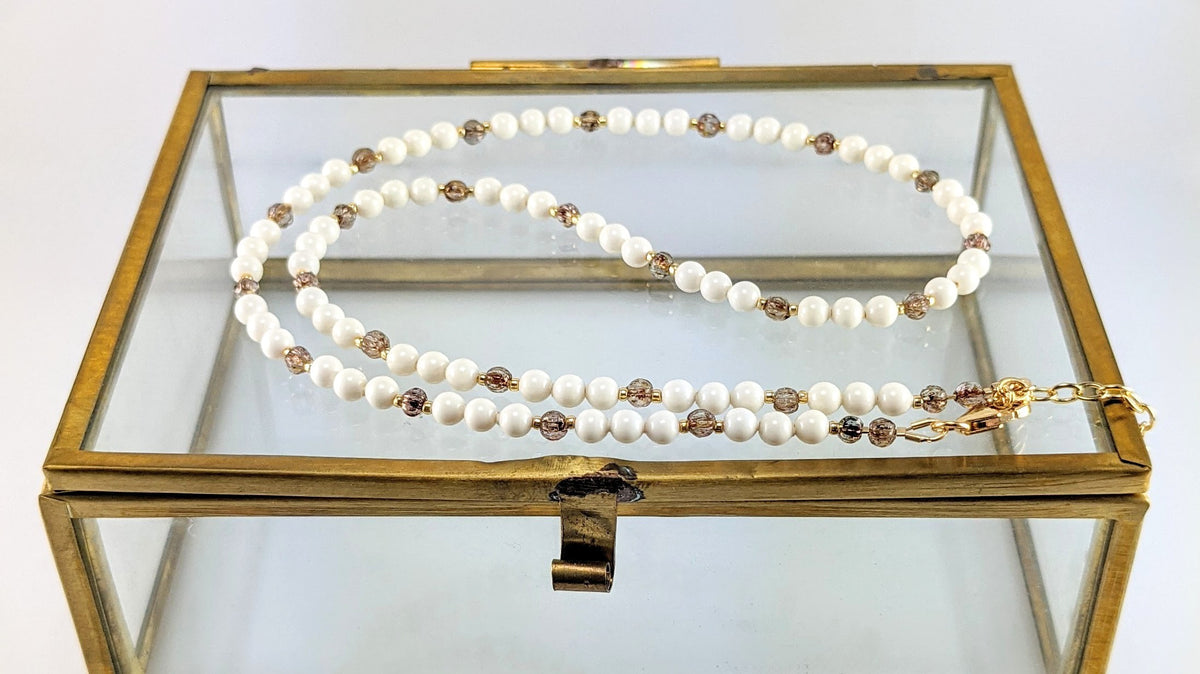 Ivory crystal pearl necklace