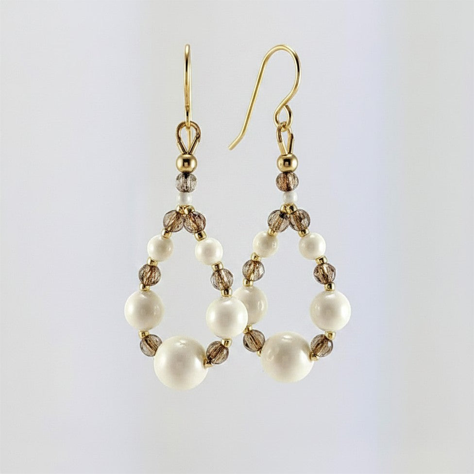 Ivory crystal pearl earrings