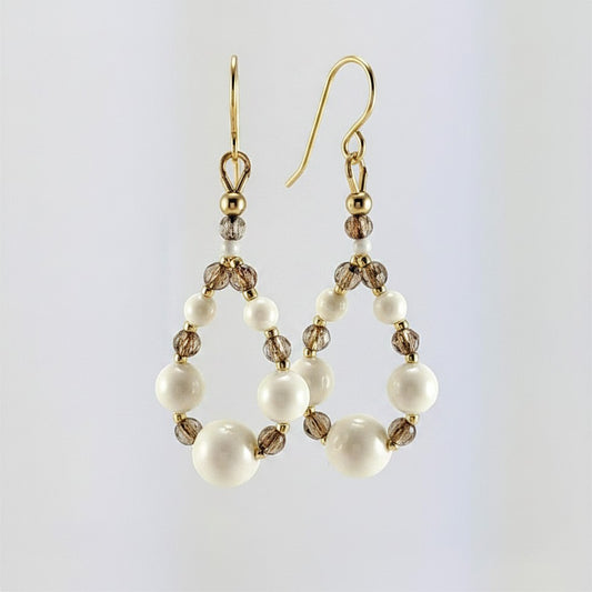 Ivory crystal pearl earrings