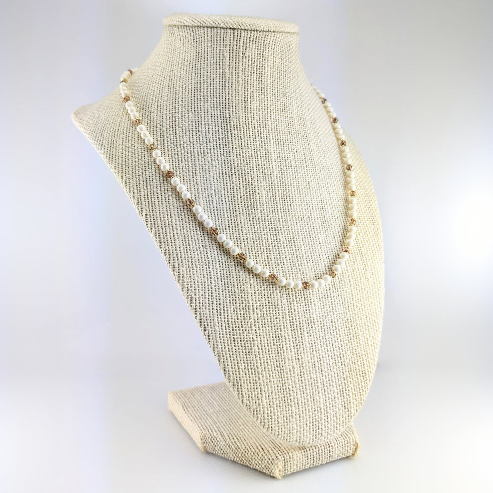 Ivory crystal pearl necklace