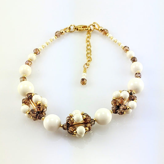 Ivory crystal pearl bracelet