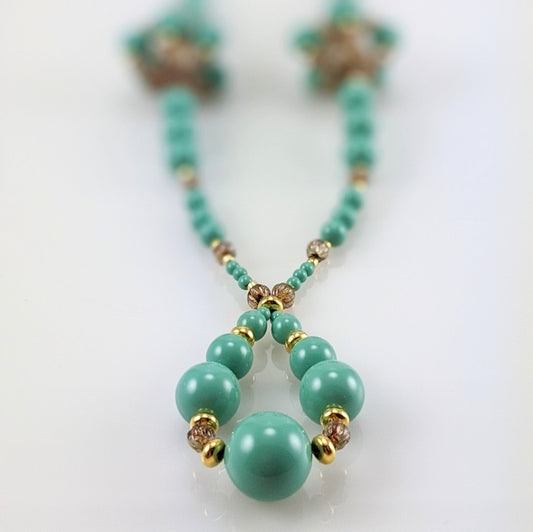 Jade crystal pearl necklace