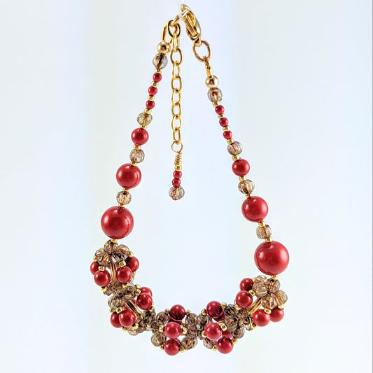Red crystal pearl bracelet