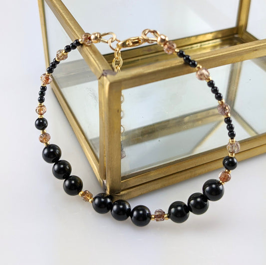 Mystic black crystal pearl bracelet
