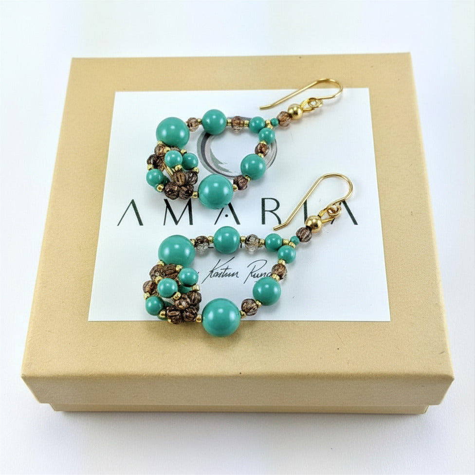 Jade crystal pearl earrings