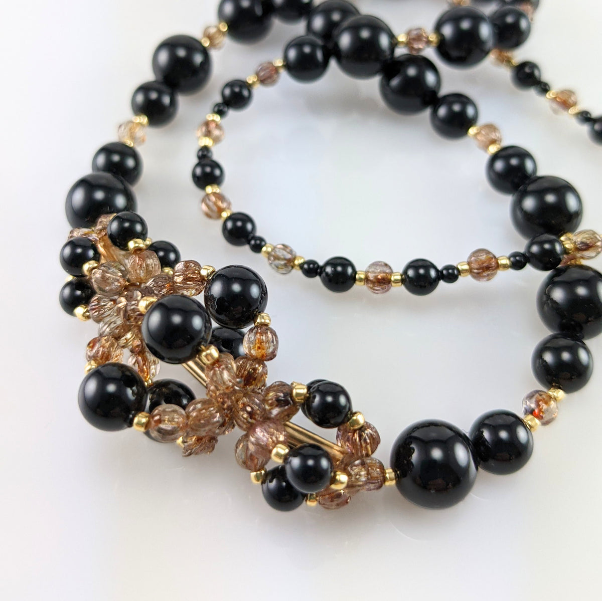 Mystic black crystal pearl necklace