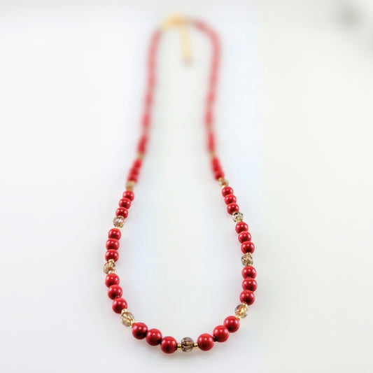 Red crystal pearl necklace