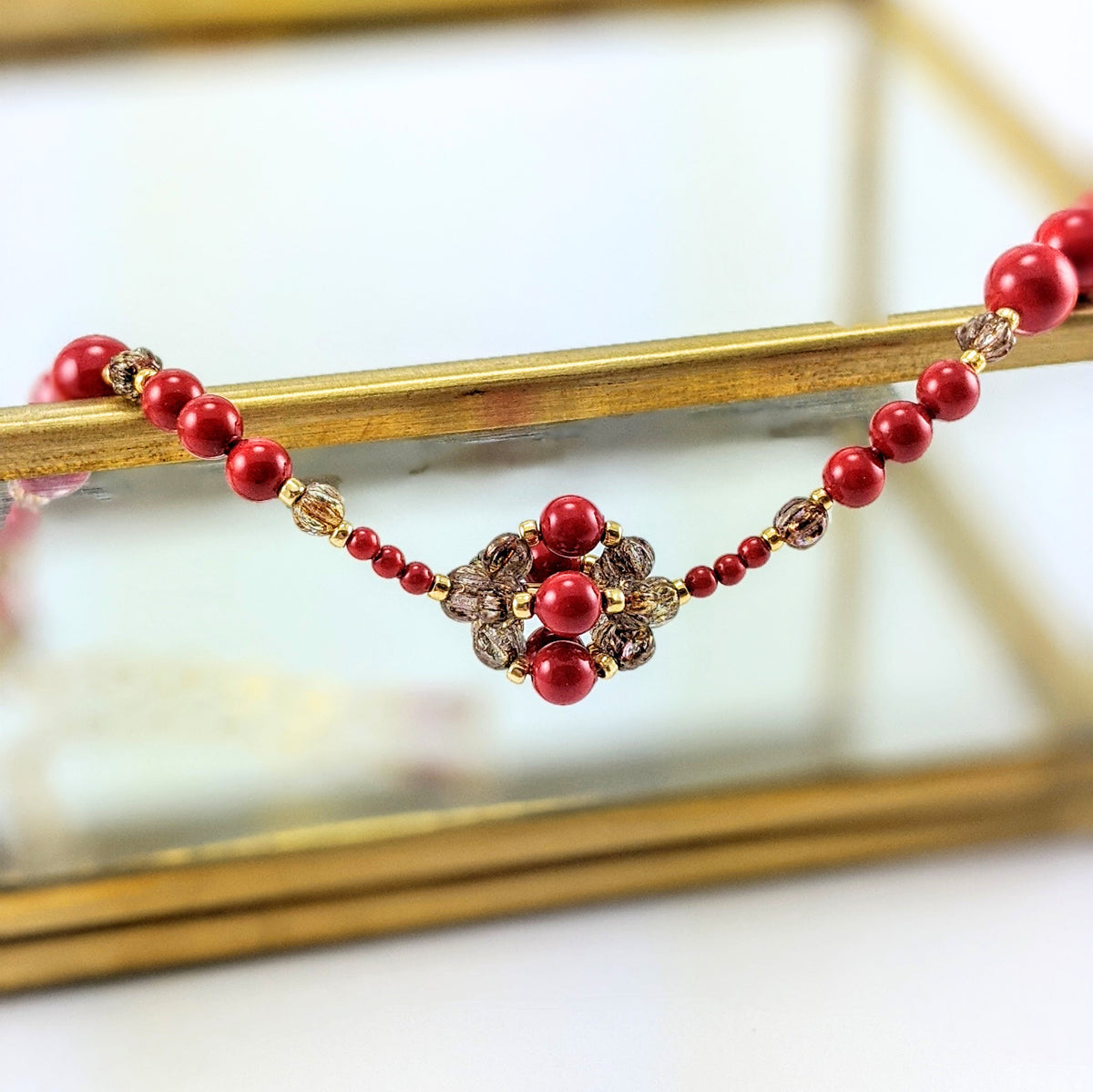 Red crystal pearl bracelet