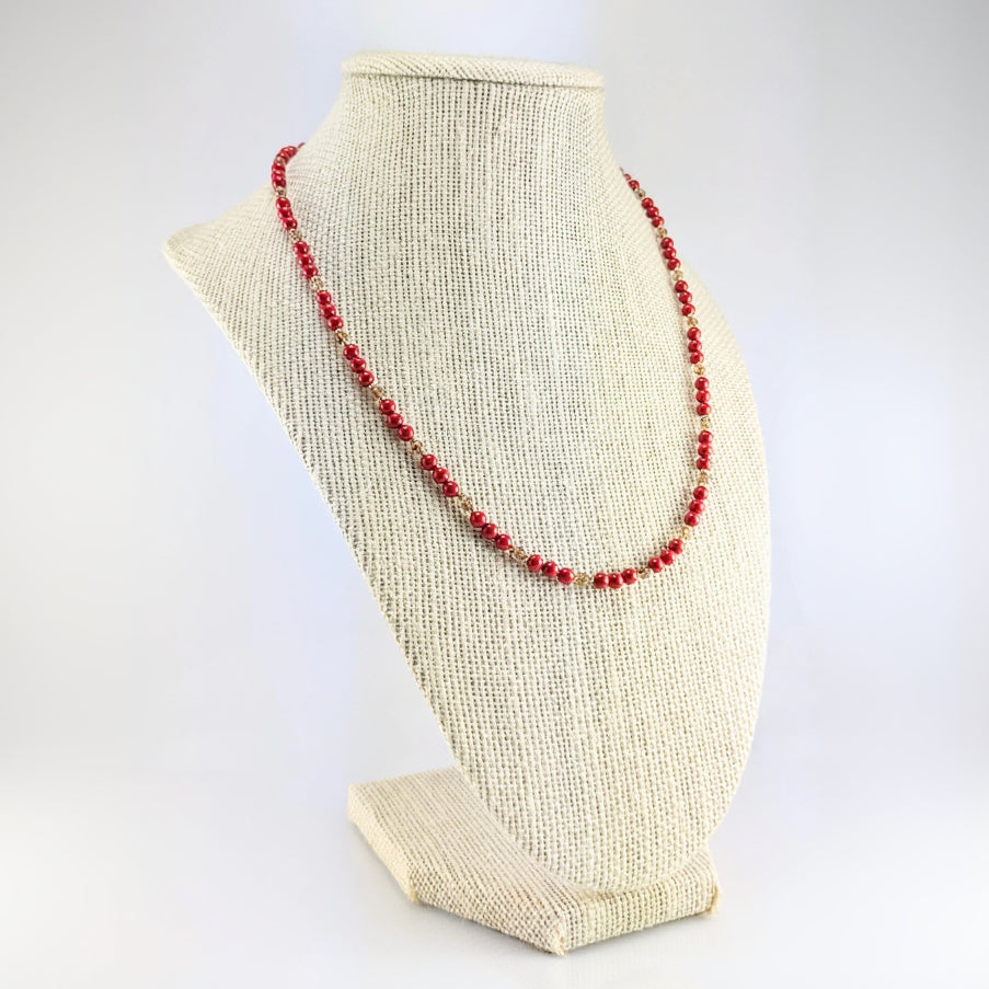 Red crystal pearl necklace