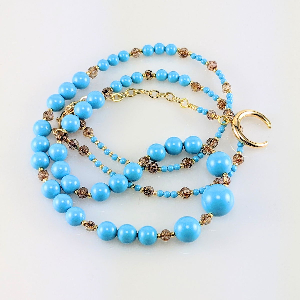 Turquoise blue crystal pearl necklace