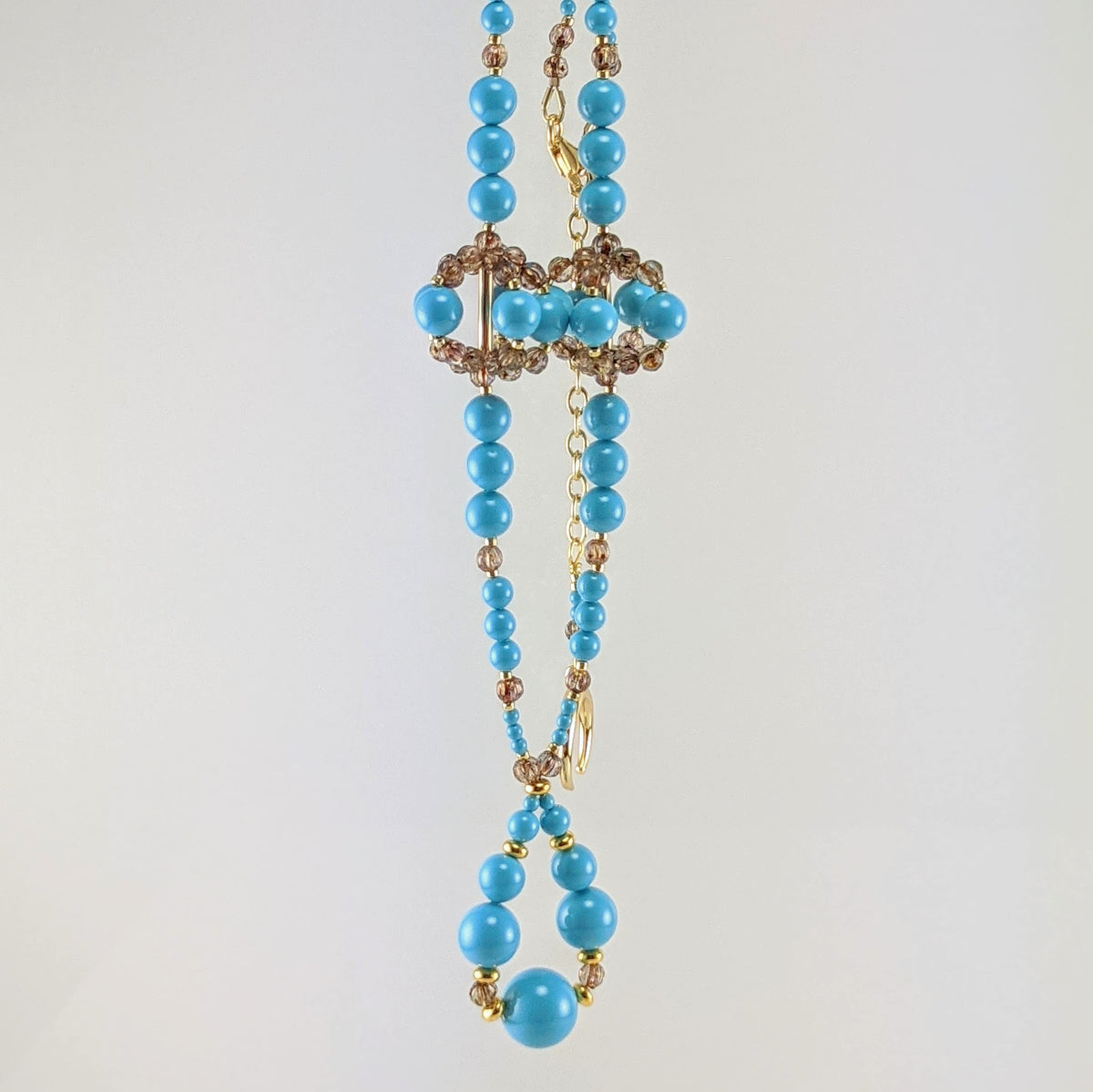 Turquoise blue crystal pearl necklace