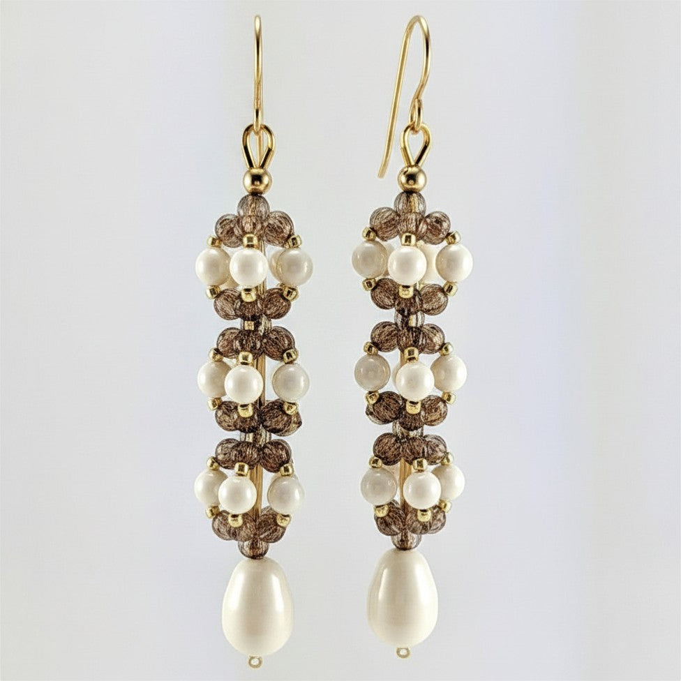 Ivory crystal pearl earrings