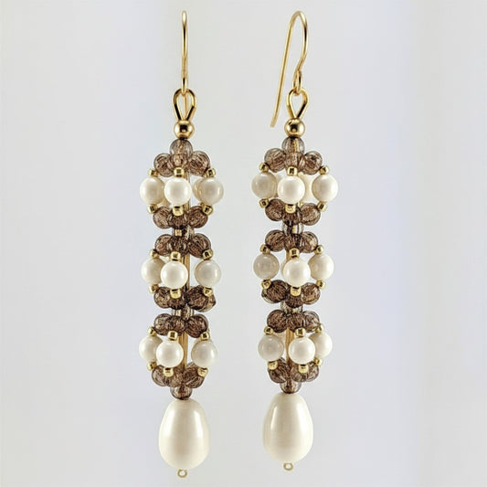 Ivory crystal pearl earrings