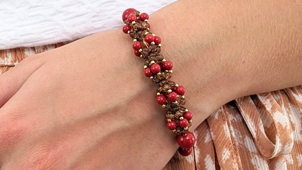 Red crystal pearl bracelet